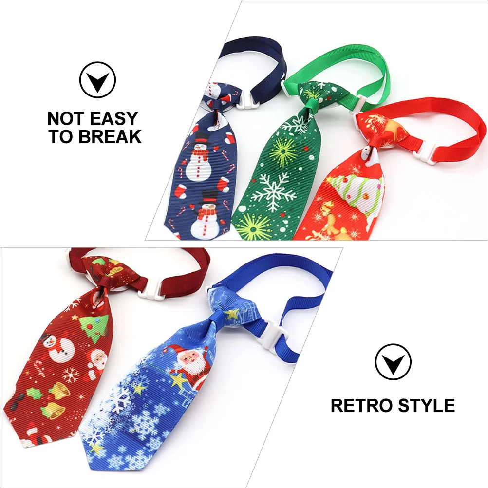 5 Pcs Christmas Pet Tie Adjustable for Dogs Neck Ties Decorate Decorations Lovely Cats Ribbon