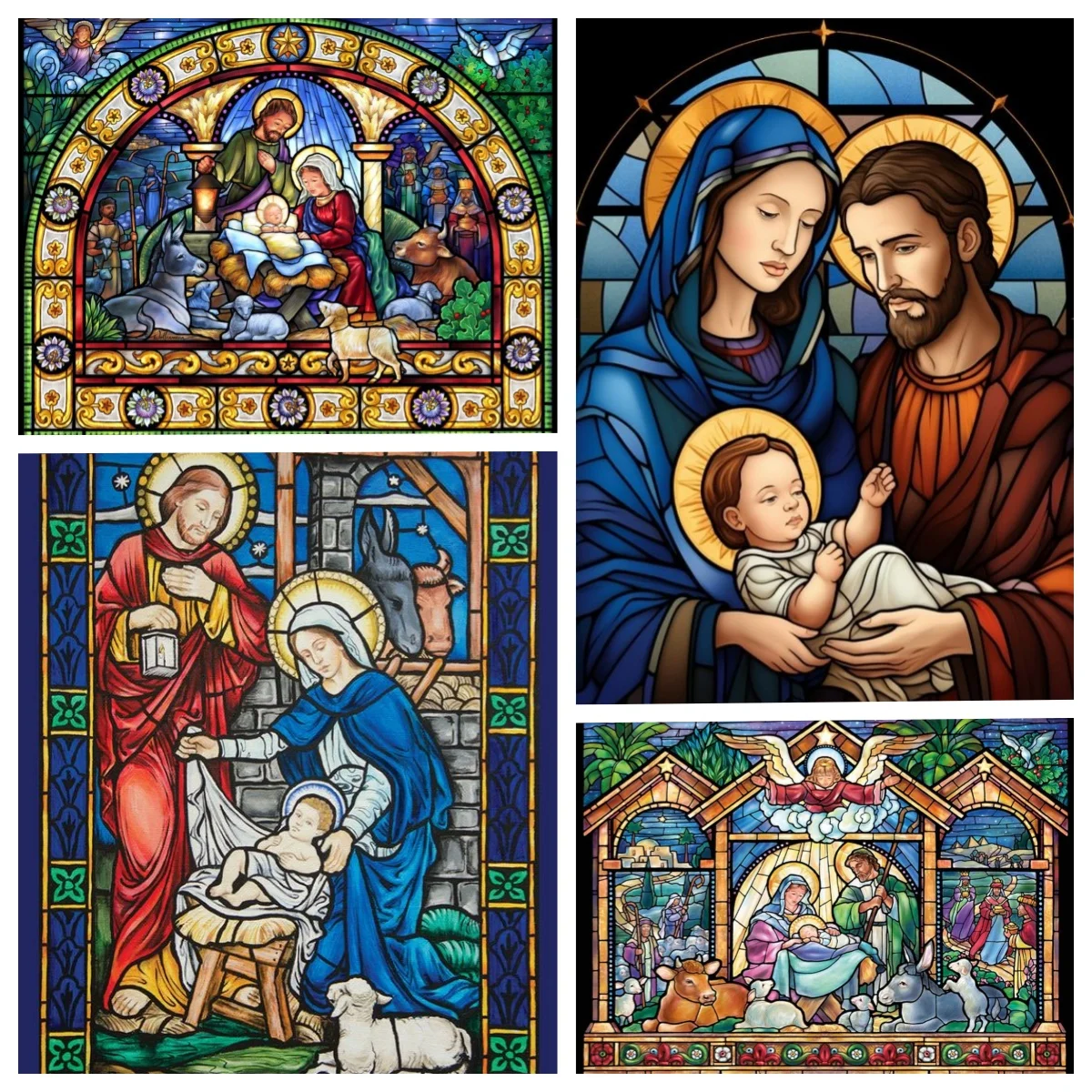 3D Diy Diamond Painting Stained Glass Nativity Holy Family Mosaic 5D Cross Stitch Full Square Diamond Embroidery Home Decor