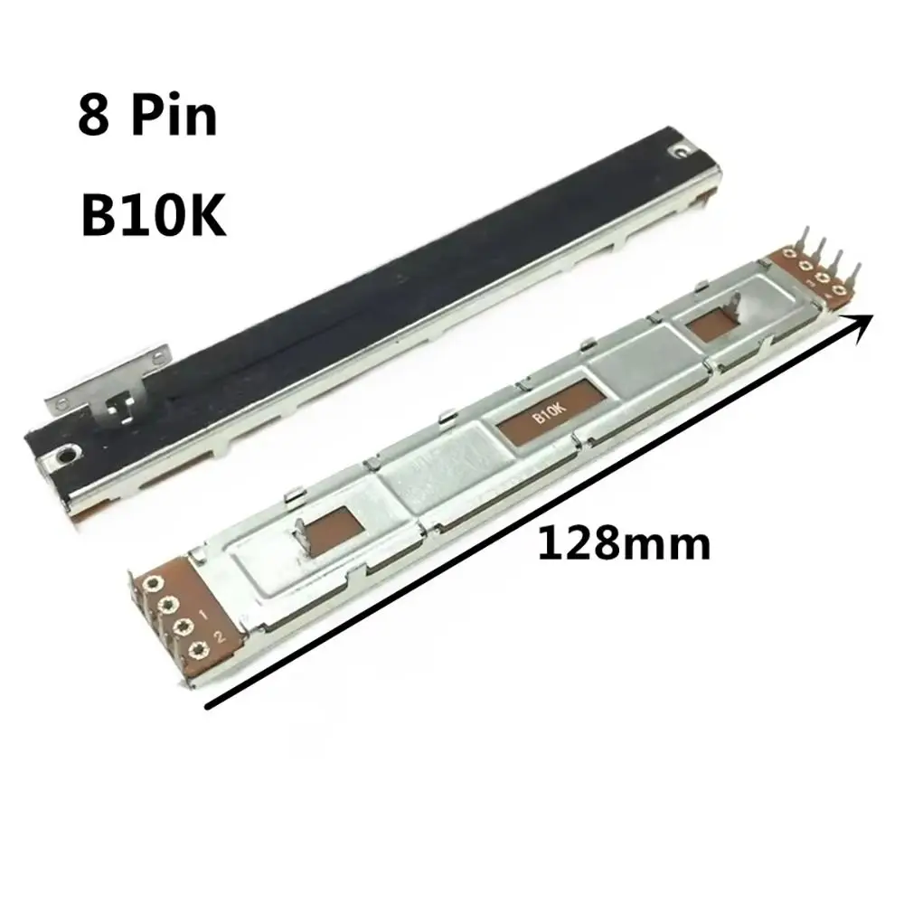 1Pcs New B10K Mixer Fader 8-Pin T-Handle Straight Sliding Sliding Fader 128mm Plastic Linear Fader Slider for Audio Mixing Setup
