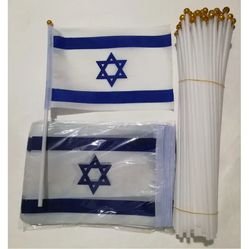 Z-ONE FLAG 100pcs Israel Hand Flag 14*21cm Israel Israeli National Flag Small Hand Held Waving Flag Indoor Outdoor Home Decor