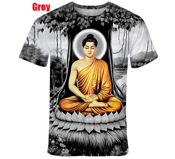 2022 New 3D Print Religious Shakya Muni Buddha Face Men T Shirts Summer Casual Hip Hop Street Short Sleeve Top