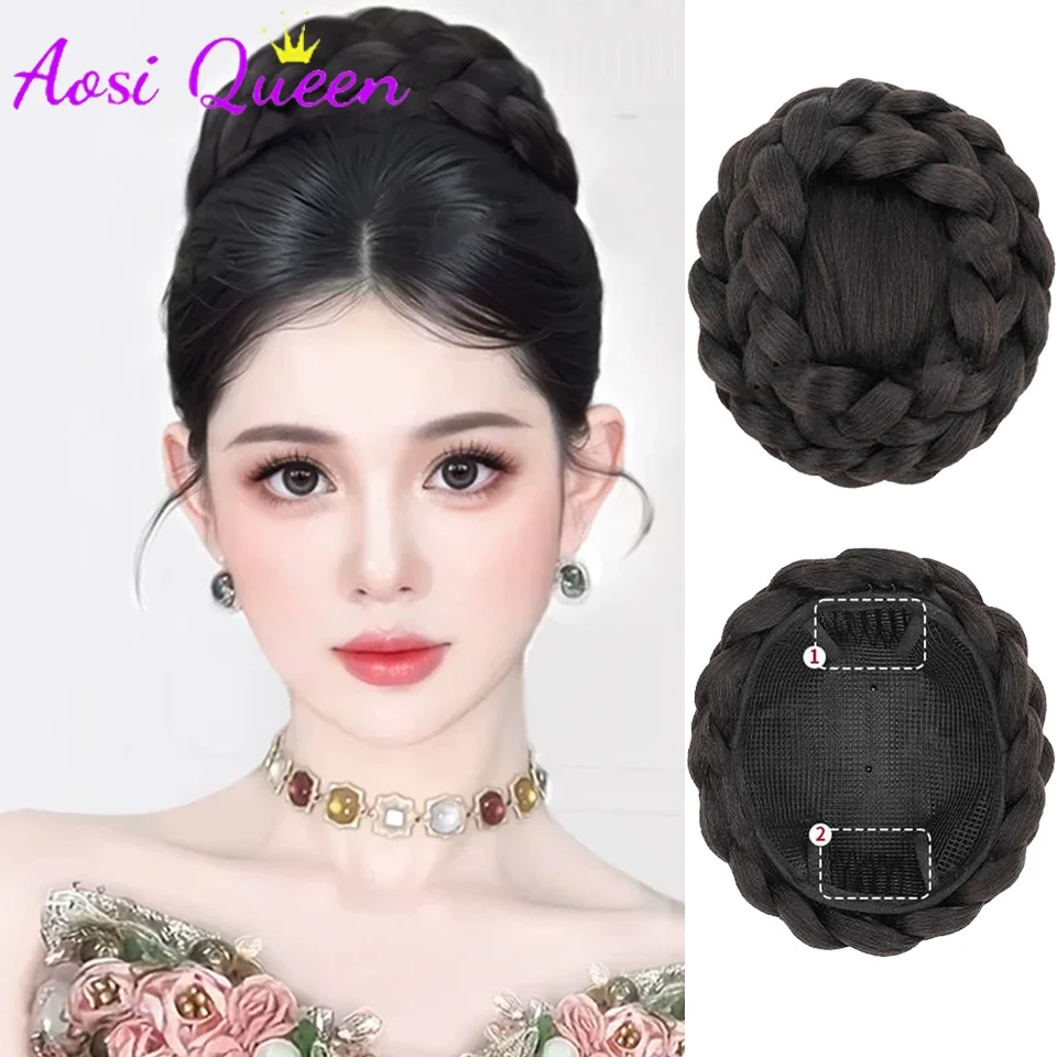 Synthetic Wan Zi Tou Wig Female Qianjin Princess Head Clamping Clip Ancient Style Wig Headband Decoration Wig Hair Ring