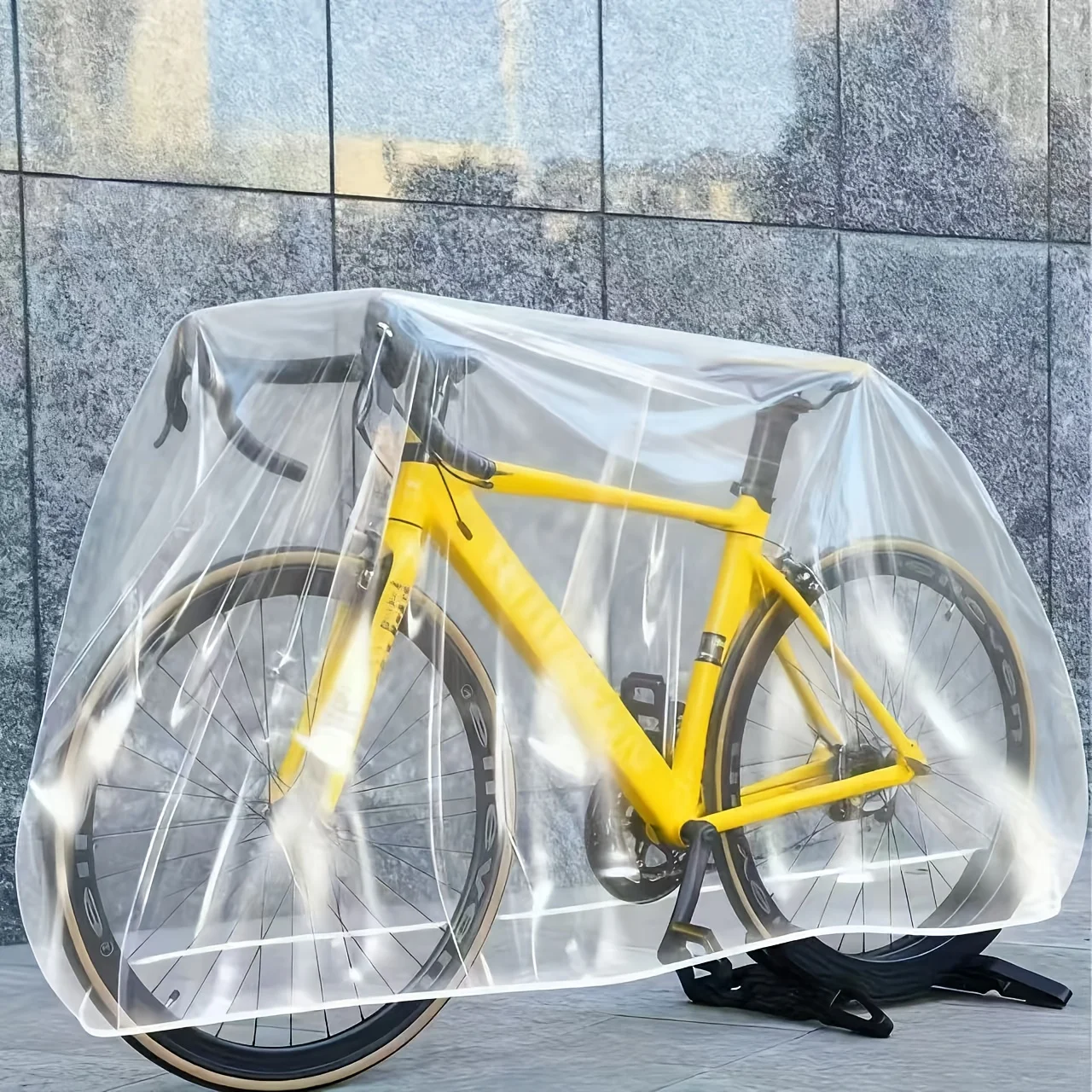 Transparent Waterproof Cover 1pc - Durable PVC Bicycle Cover - Easy to Install Outdoor Storage, Suitable for Road Bikes
