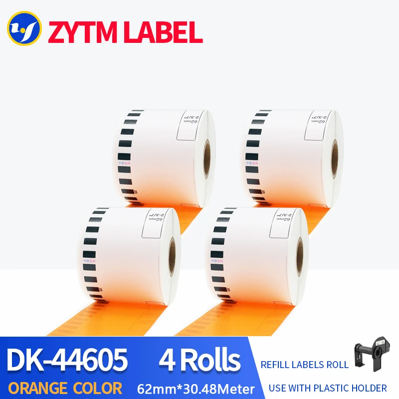 4 Rolls Yellow Brother Generic DK-44605 Label Continuous Compatible for QL-570/580/700/710/720NW Thermal Printer DK-4605 DK44605