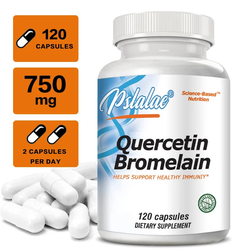 

Quercetin Bromelain Capsules - Balances Immune Response, Promotes Heart, Joint and Respiratory Health, Non-GMO, Gluten-free