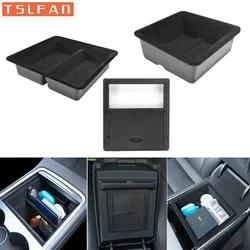 Center Console Armrest Storage Box For Tesla Model 3/Y 2021-2023 Central Flocking Organizer Tray Car Interior Accessories