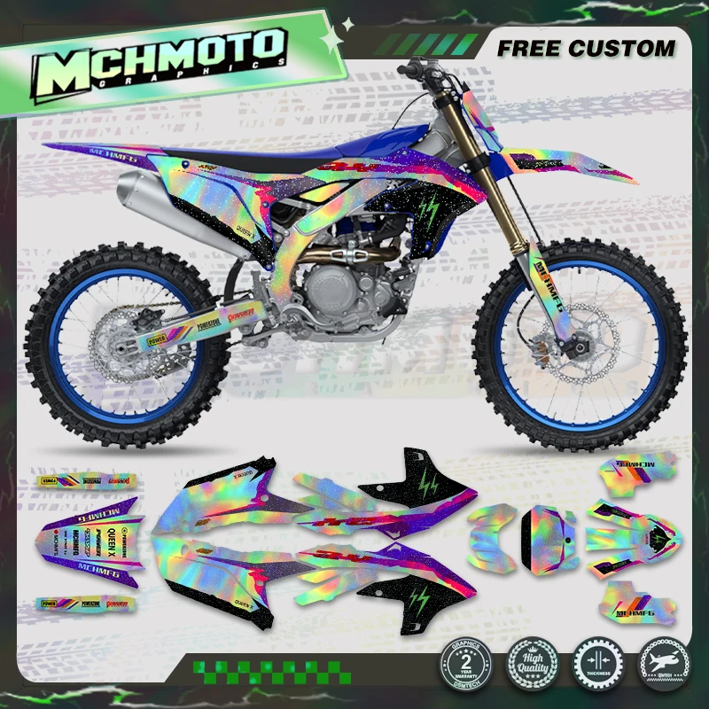 MCHMFG Holographic Chrome Racing Decals for Yamaha YZF450 2023 to 2025, YZF250 2024 to 2026 Motorcycle Stickers