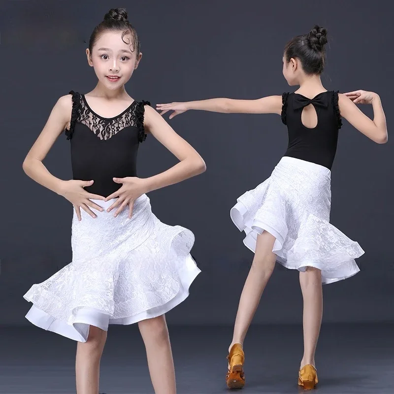 

Girls Latin Dance Skirt Ballroom Salsa Tango Skirts Child Kids Rumba Competition Dance Costume Rumba Cha Cha Stage Dress Wear