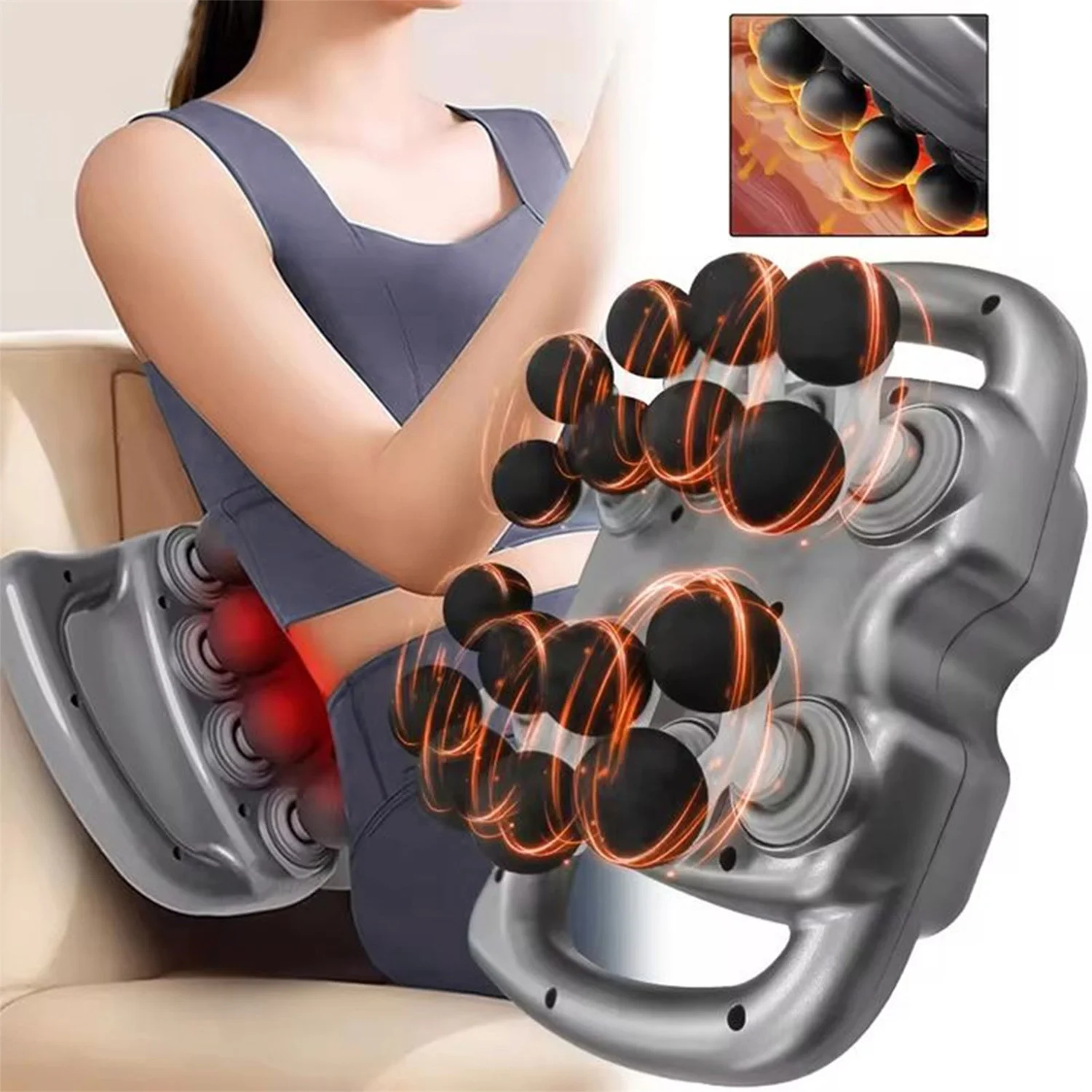 Pistolet de massage fascia à 16 têtes, masseur électrique à vibrations haute fréquence réglable pour la relaxation musculaire et le soulagement de la fatigue
