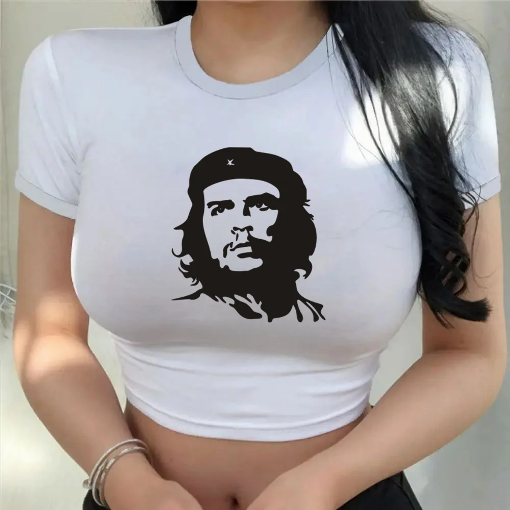 New Summer Women T-Shirt Rock Band che guevara  Clothing Girls Fashion Bear Printing Tops Tees Female Casual Crop Top Streetwear