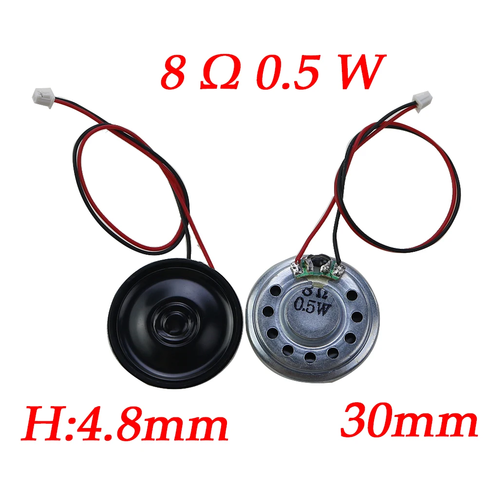2-teiliger ultra dünner Lautsprecher 8 Ohm 2 Watt 2 W 8R Durchmesser 20mm 23mm, 28mm 36mm 40mm mit mx Kabel 1,25 Anschluss, Kabellänge 15cm