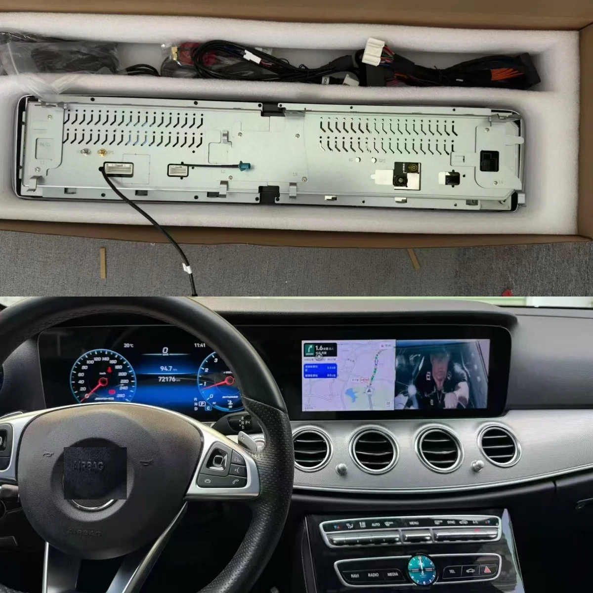 Digital Instrument Cluster for Mercedes Benz W213 2016 2017 18 2019 Speedometer Android Radio, Wireless CarPlay, GPS Navigation