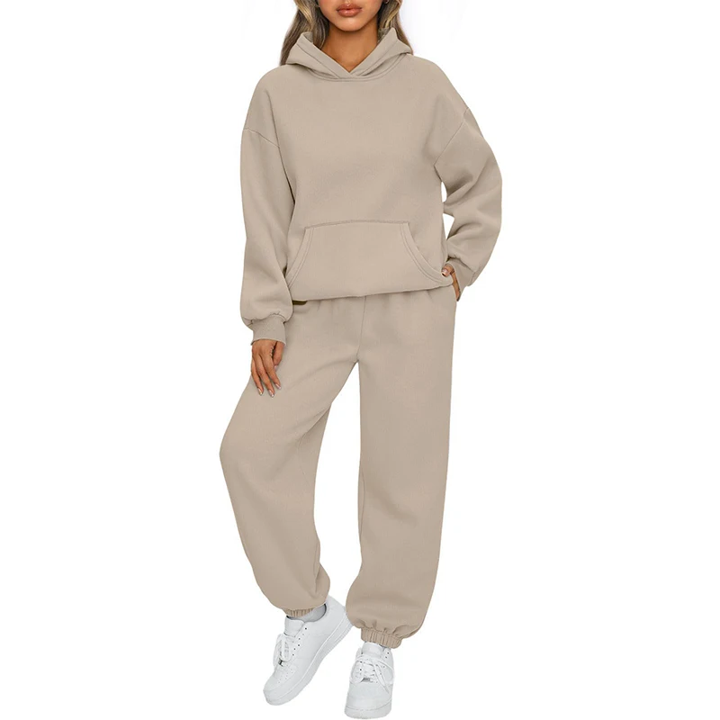 Winter Luxury Oversized Sweatsuit Sweatpants Custom Logo Tracksuit Hoodie and Jogger Set