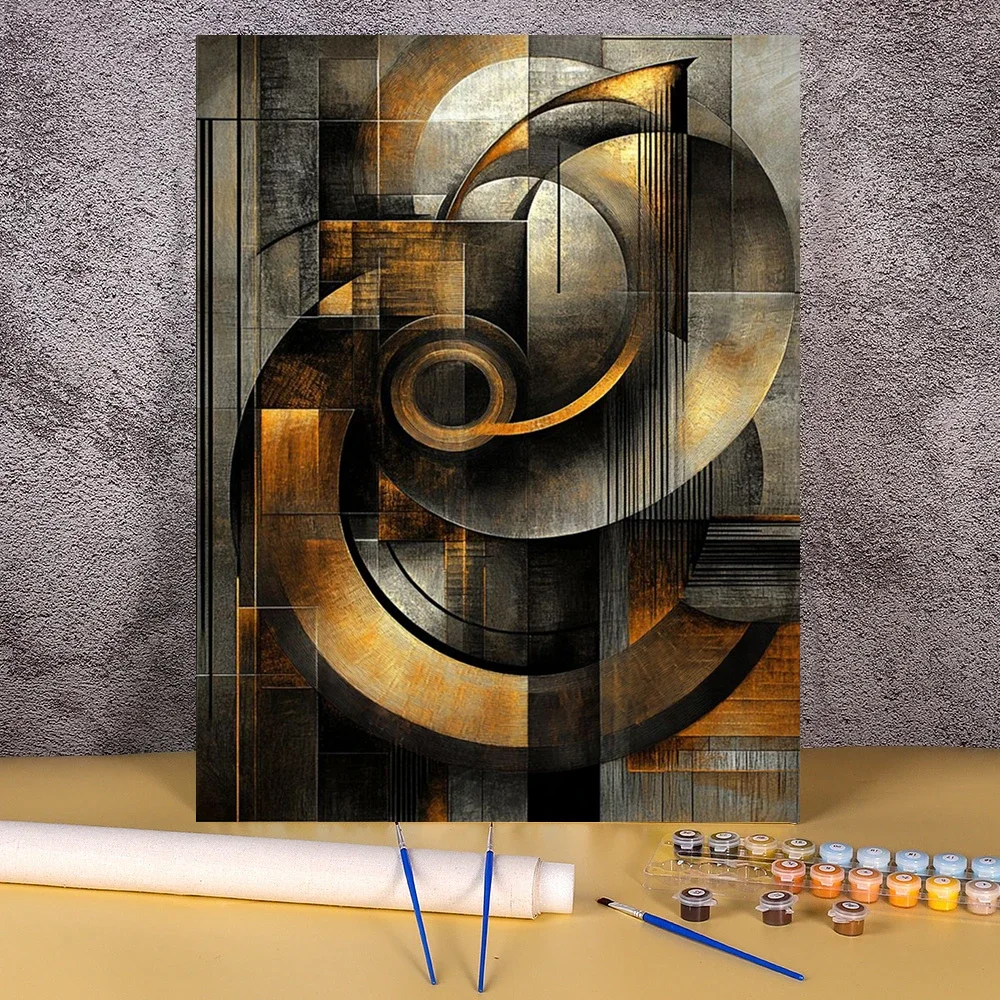 Malen nach Zahlen, abstraktes Malbild auf Leinwand, Ölgemälde nach Zahlen, handgemalt für Erwachsene, zur Dekoration von Wohnräumen und Schlafzimmern.