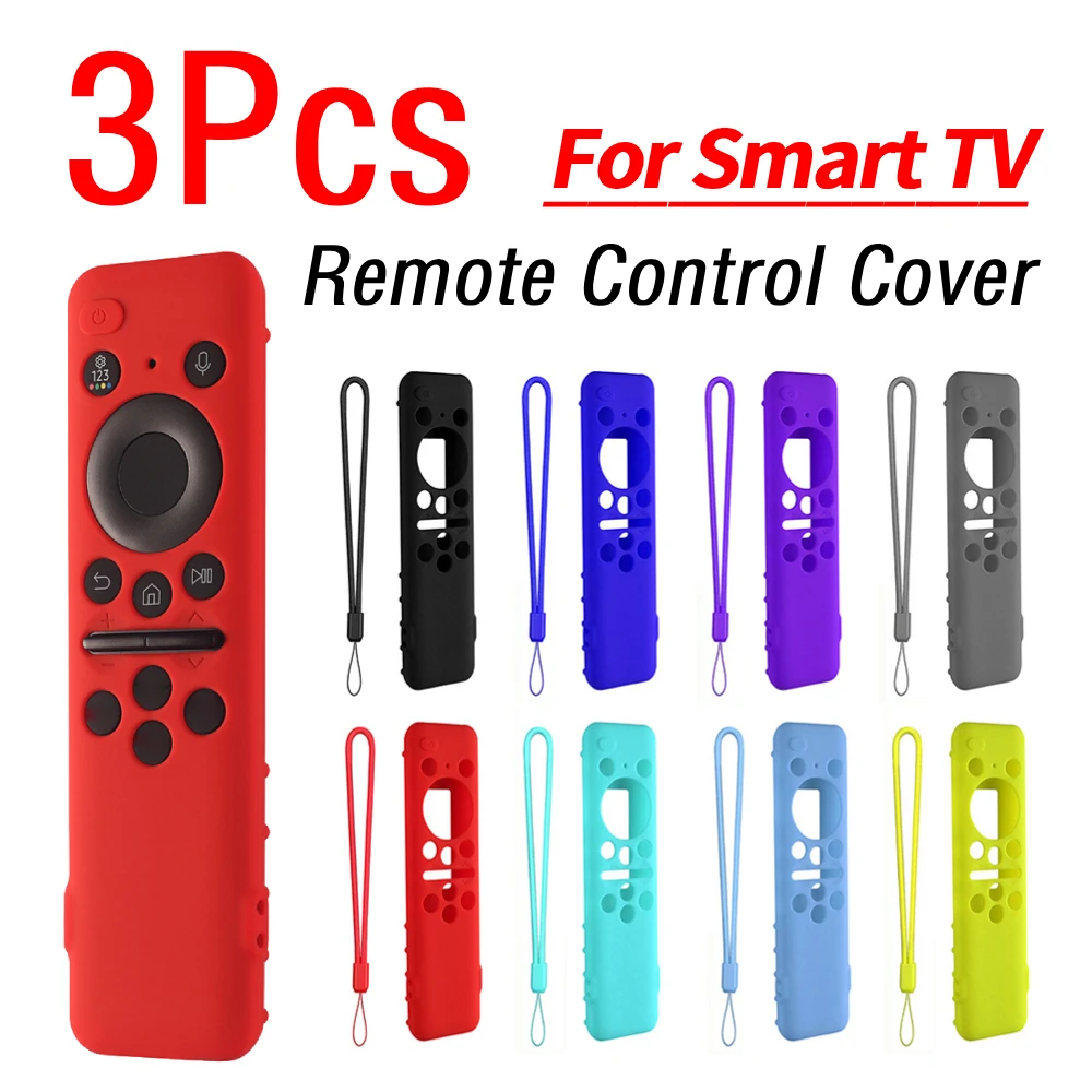 3Pcs Remote Control Cover for TV BN59-01432A 01432B Anti-Slip Protective Cover with Lanyard for Samsung 8K Neo QLED HDR Smart TV