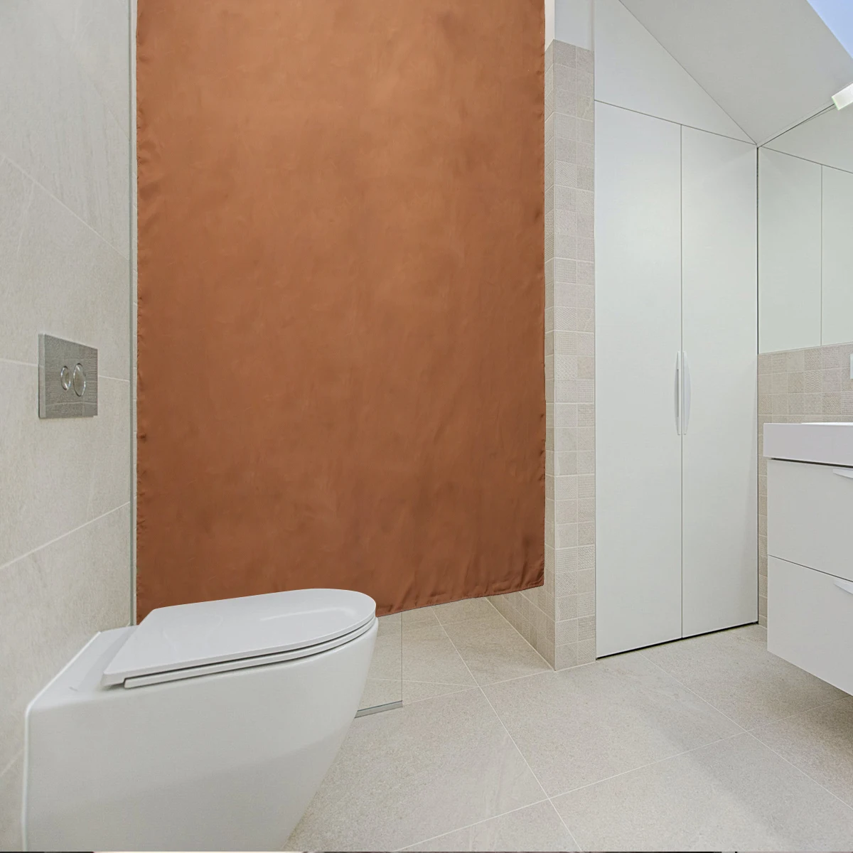 

1pc Waterproof Shower Curtain High-Quality Bath Drapery Mold Resistant Thickened Hooks Copper Grommets
