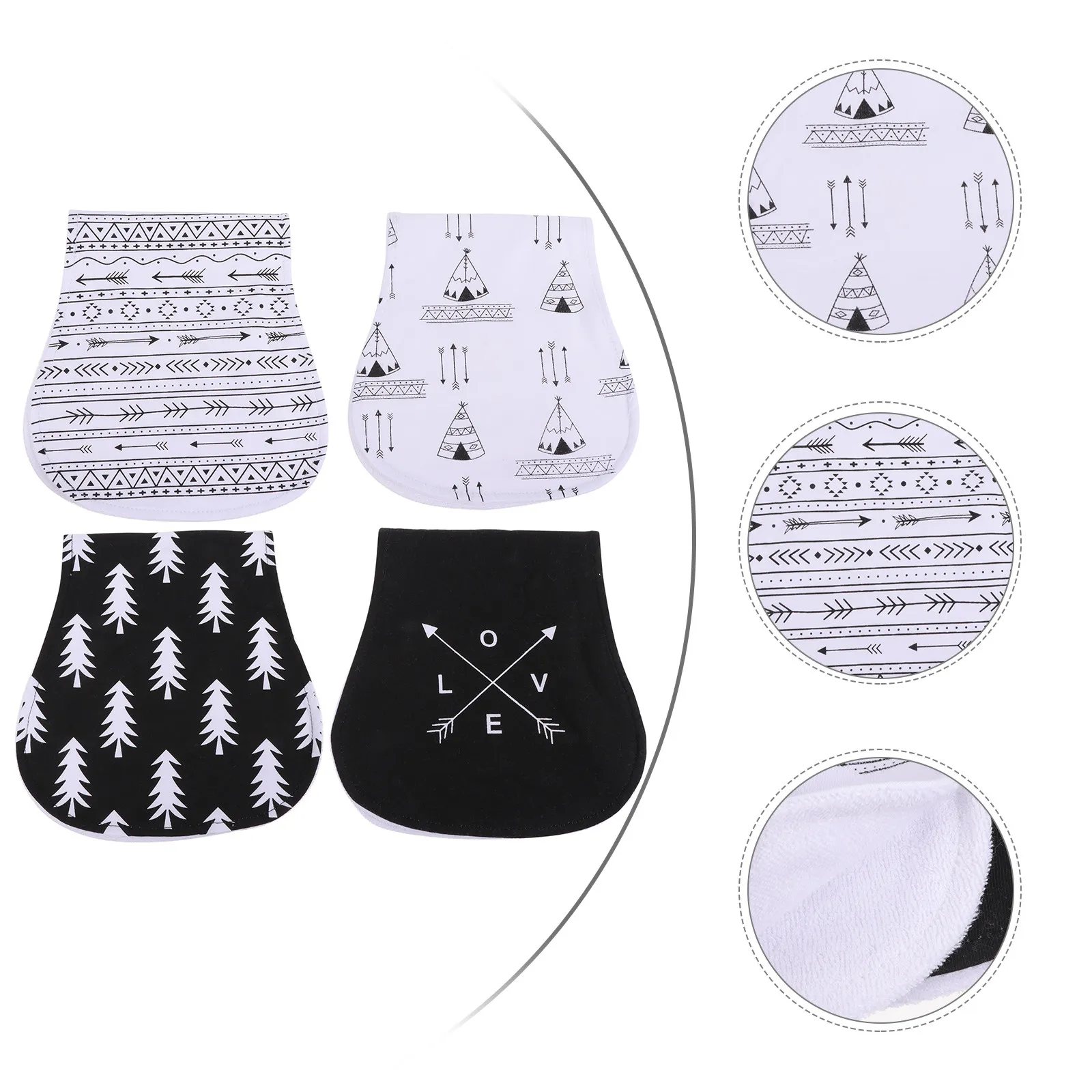 

4pcs Baby Burp Bibs Newborn Drool Towels Lightweight Burping Cloths For Infant Boys Girls Fast Drying Comfortable