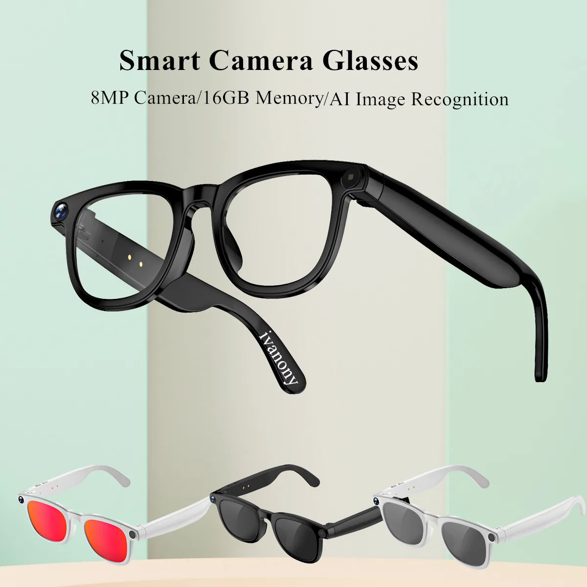 

Очки для умной камеры с искусственным интеллектом, 1080P, видеосъемка, распознавание изображений, разговор, перевод, Bluetooth-вызов, 8 МП, музыкальные солнцезащитные очки