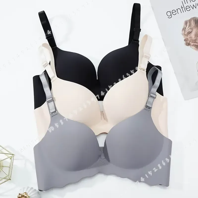 Women Seamless Push Up Bra Solid Wire Free Lingerie Non Empty Cup Bralette Female Comfortable Intimates French Fashion
