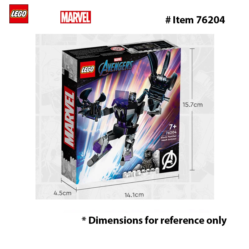 LEGO 76204 Marvel Black Panther Mech Armor Building Kit; Collectible Mech and Minifigure for Super-Hero Kids Aged 7+ (124 Pcs)