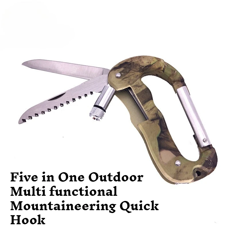 

2PCS 5-in-1Outdoor Multi Functional Mountaineering EDC Quick Hook LED Convenient Camping and Hiking Survival Equipment