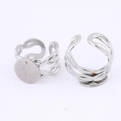 5pcs Stainless Steel 12mm Circle Pad Ring Bezel Blanks Diy Fingerring Base For Jewelry Making Supplies