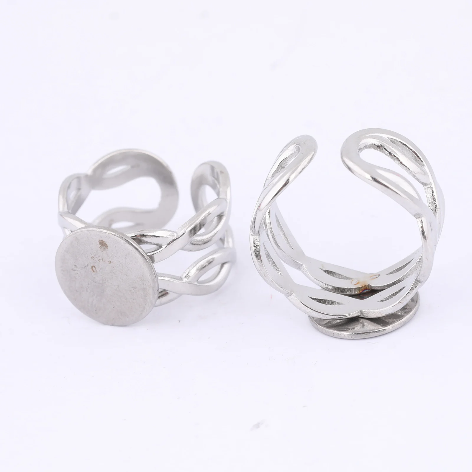 5pcs Stainless Steel 12mm Circle Pad Ring Bezel Blanks Diy Fingerring Base For Jewelry Making Supplies