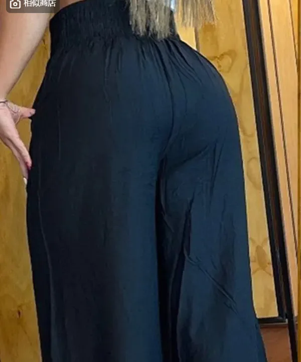 Summer Chain Decor High Waist Wide Leg Pants New Spring Elegant Women Black Casual Pocket Loose Street Trousers Y2k Long Pant