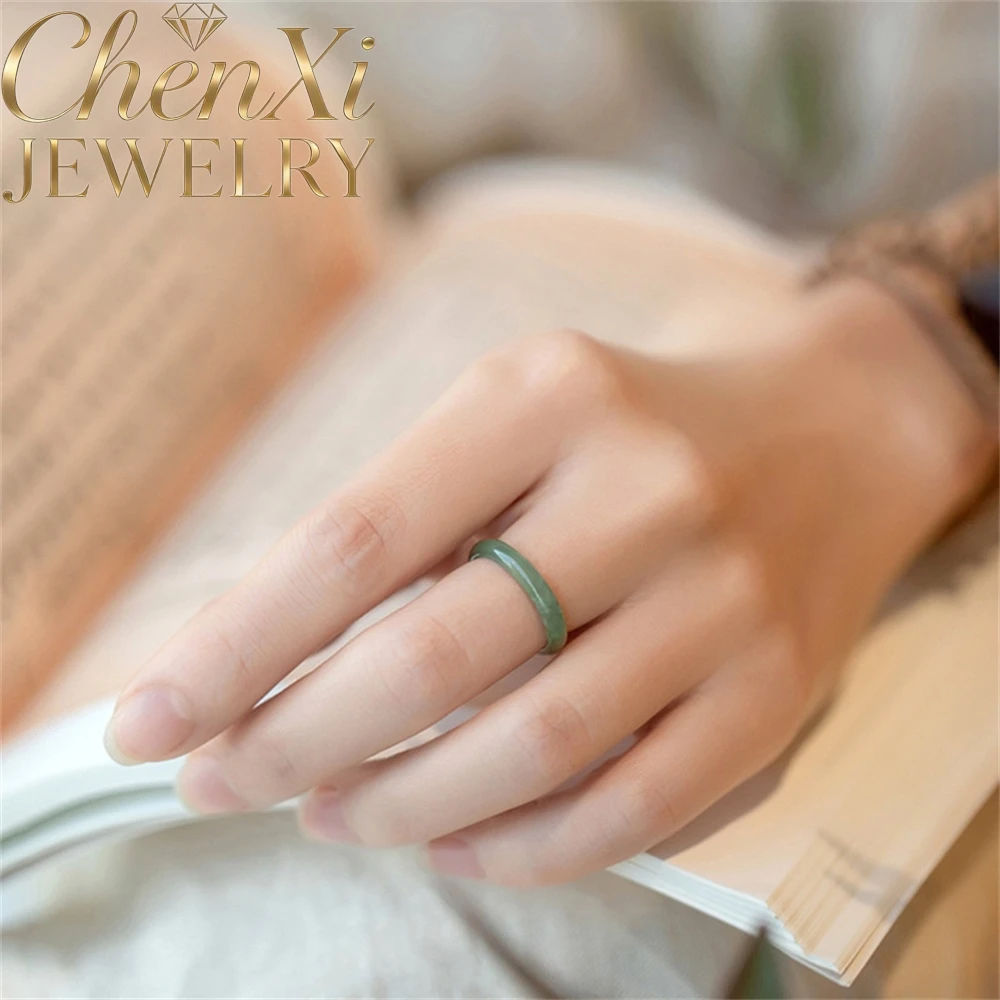 

Natural A-Grade Jadeite Bean Seeds Couple Ring Luxury Quality Jewelry Exquisite Simple Popular Gift Jade Jewelry Best Selling