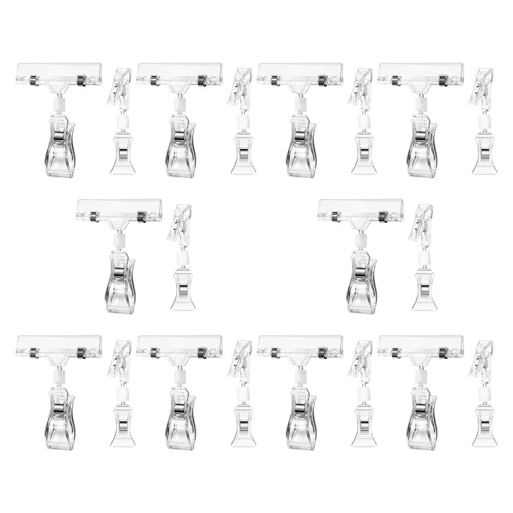 

20Pcs Poster Display Clips Rotatable Clear Sign Holder Strong Clamp for Price Tag Name Badge Table Number Merchandise Retail