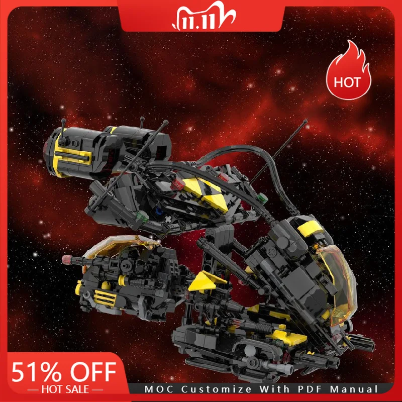 

734 часть космической серии, агрессивная модель космического корабля MOC, набор строительных блоков, технология сборки, кирпичи, демонстрационные игрушки, подарки на день рождения