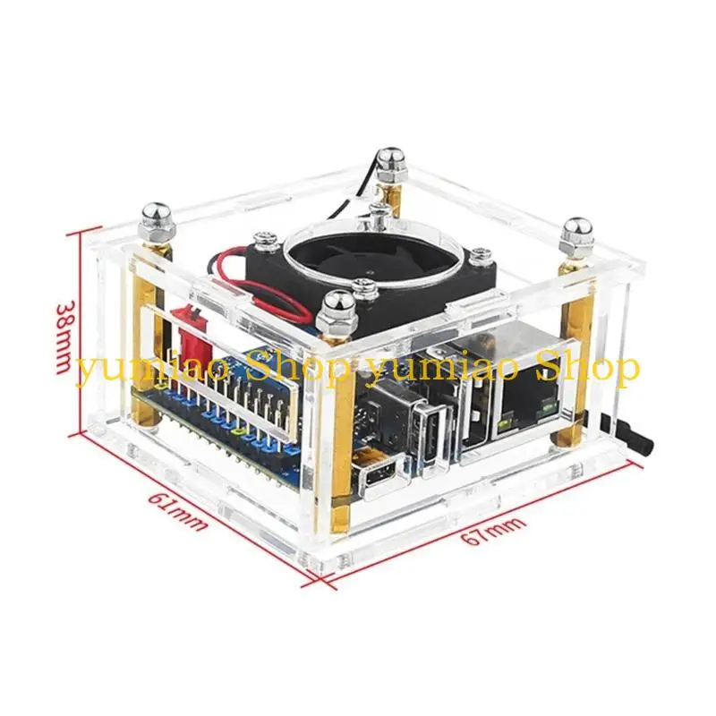 587B Case akrilik tahan lama untuk oranye 3 Development Board Enclosure Shells Port pembukaan yang akurat dengan/tanpa kipas