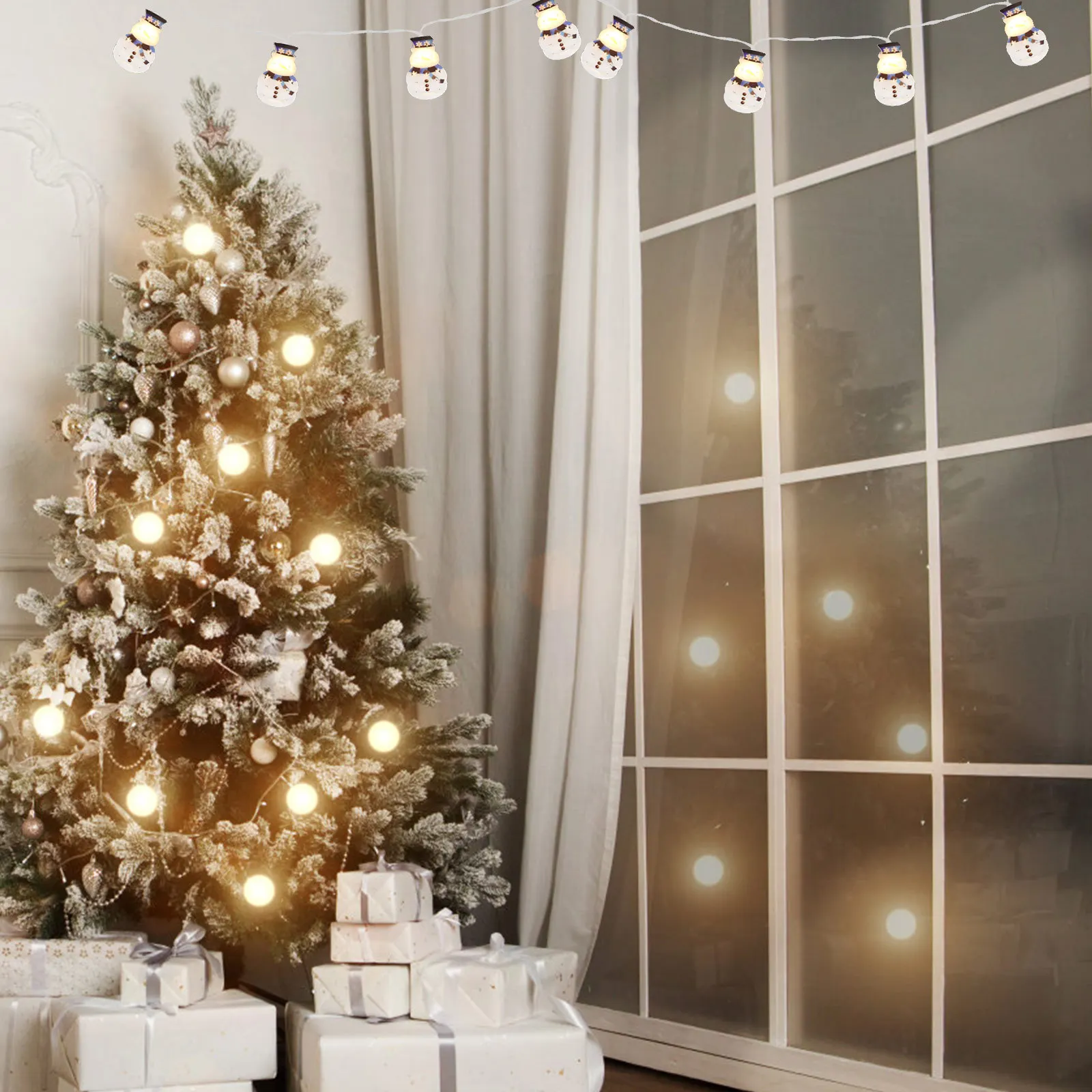 

1Pcs Snowman String Light Long Durable LED Hanging Light Christmas Outdoor Party Night Luminous Hanging Decor Luminous Decor