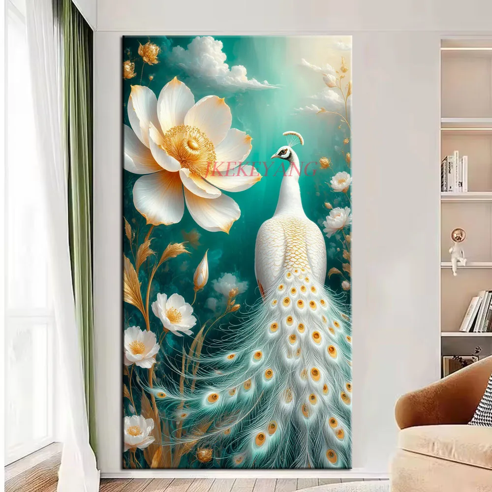 جميلة ليوبارد الطاووس والأسماك صورة DIY بها بنفسك ألواح تلوين حرفية لامعة غرزة الحفر الكامل الماس الفسيفساء مجموعة جديدة ديكور المنزل