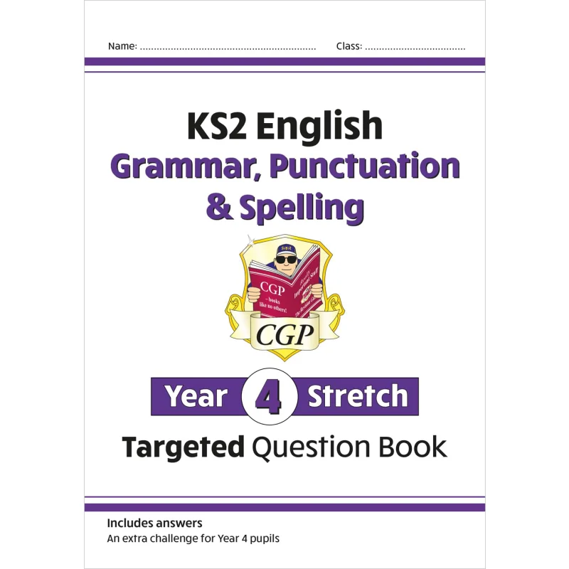 

KS2 Книга вопросов по английскому языку, сложная грамматика, пунктуация, правописание, год 4, эластичные книги CGP 9781782949466