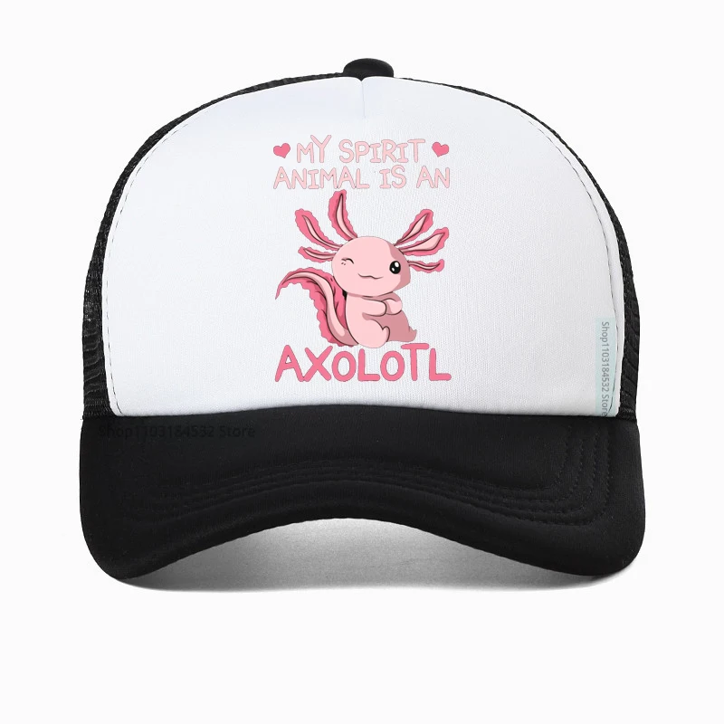 Korean My Spirit Animal Is An Axolotl men hat funny for Boys girl Salamander Animal Baseball Cap cool Unisex Mesh Trucker Caps