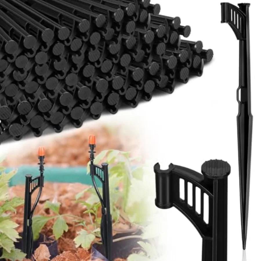 

Pcs 12.8" Irrigation Drip Support Stakes 1/4 Inch Tubing Hose Holder Adjustable Riser Drip Lines Ground Stakes for Micro Sprink