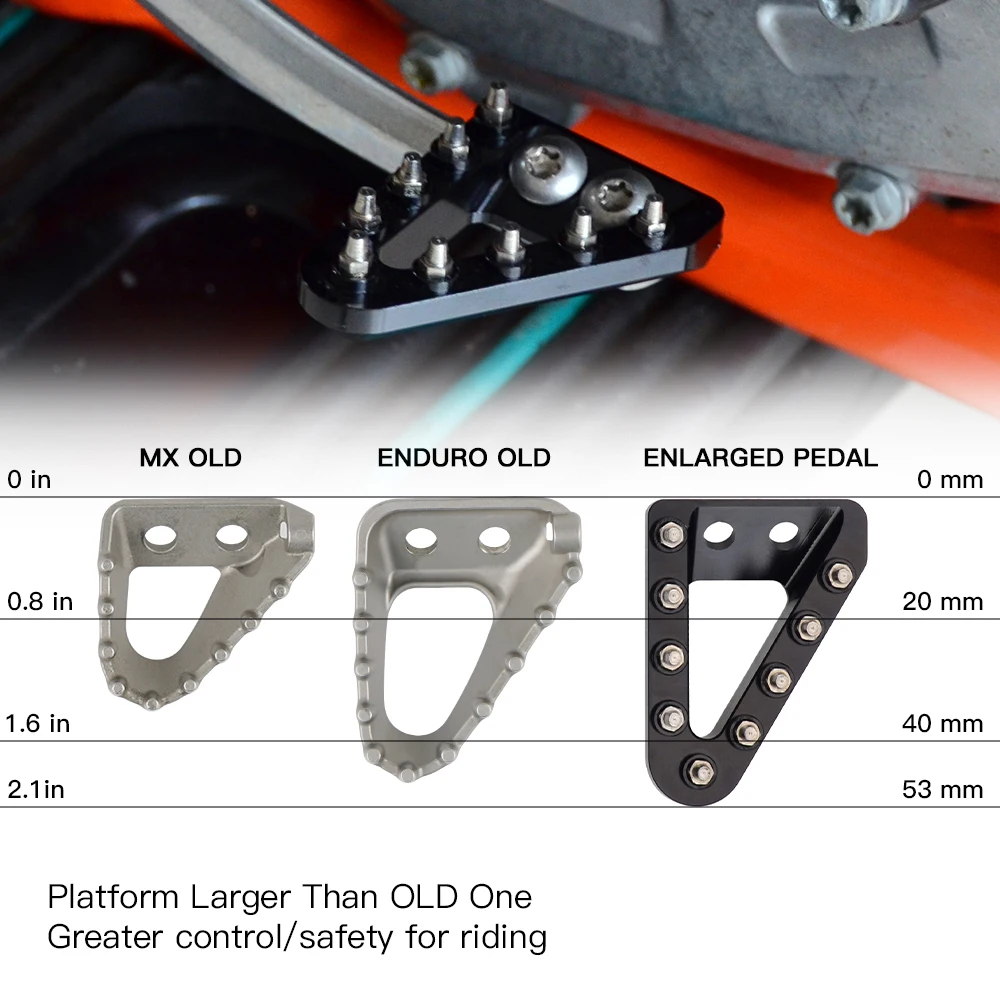 NICENC Pedal rem sepeda motor aluminium besar, lebar CNC ujung pelat langkah untuk gas EX EC MC 125-300 EX F EC F 250-450 21-23