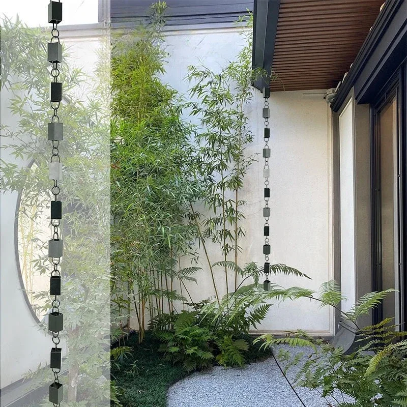 Eaves gutter metal drainage rain chain, courtyard water guide chain square tube water guide chain