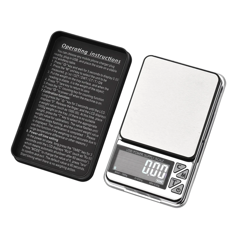 0.01g Mini Precision Digital Pocket Scale All USB Power Supply LCD Stainless Electronic Jewelry Gold Count Balance Gram Scales