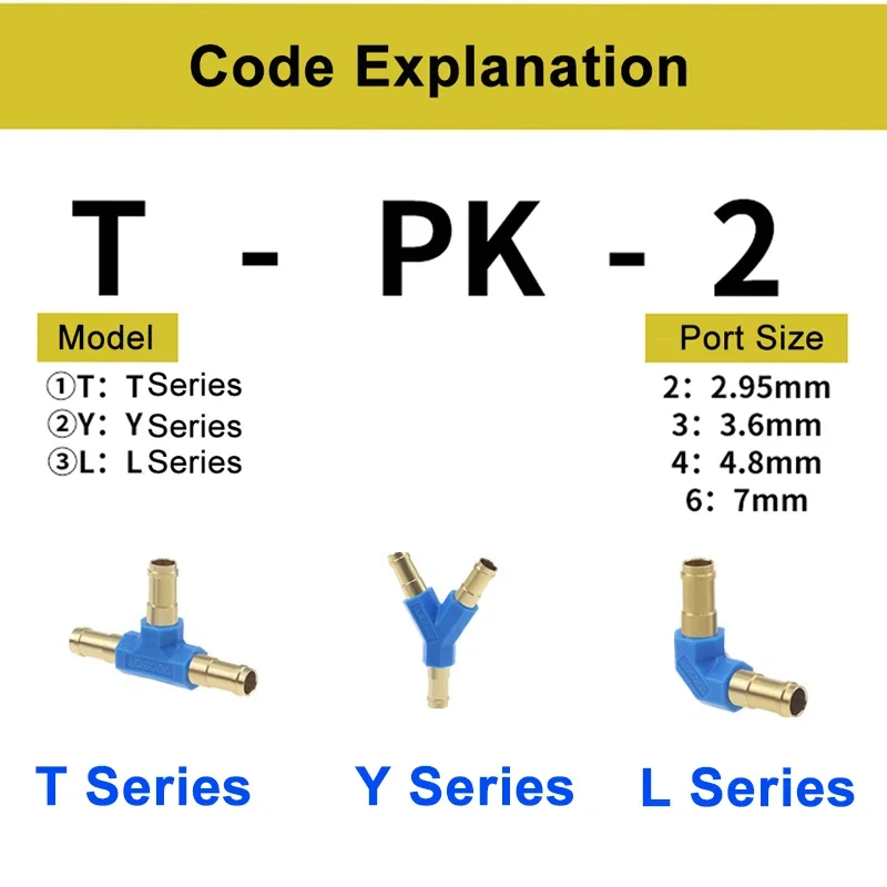 1PCS L-T-Y-PK-2-3-4-6 Three Way Baota Pneumatic Hook Hose Fitting Air Pneumatic Quick Connector Brass