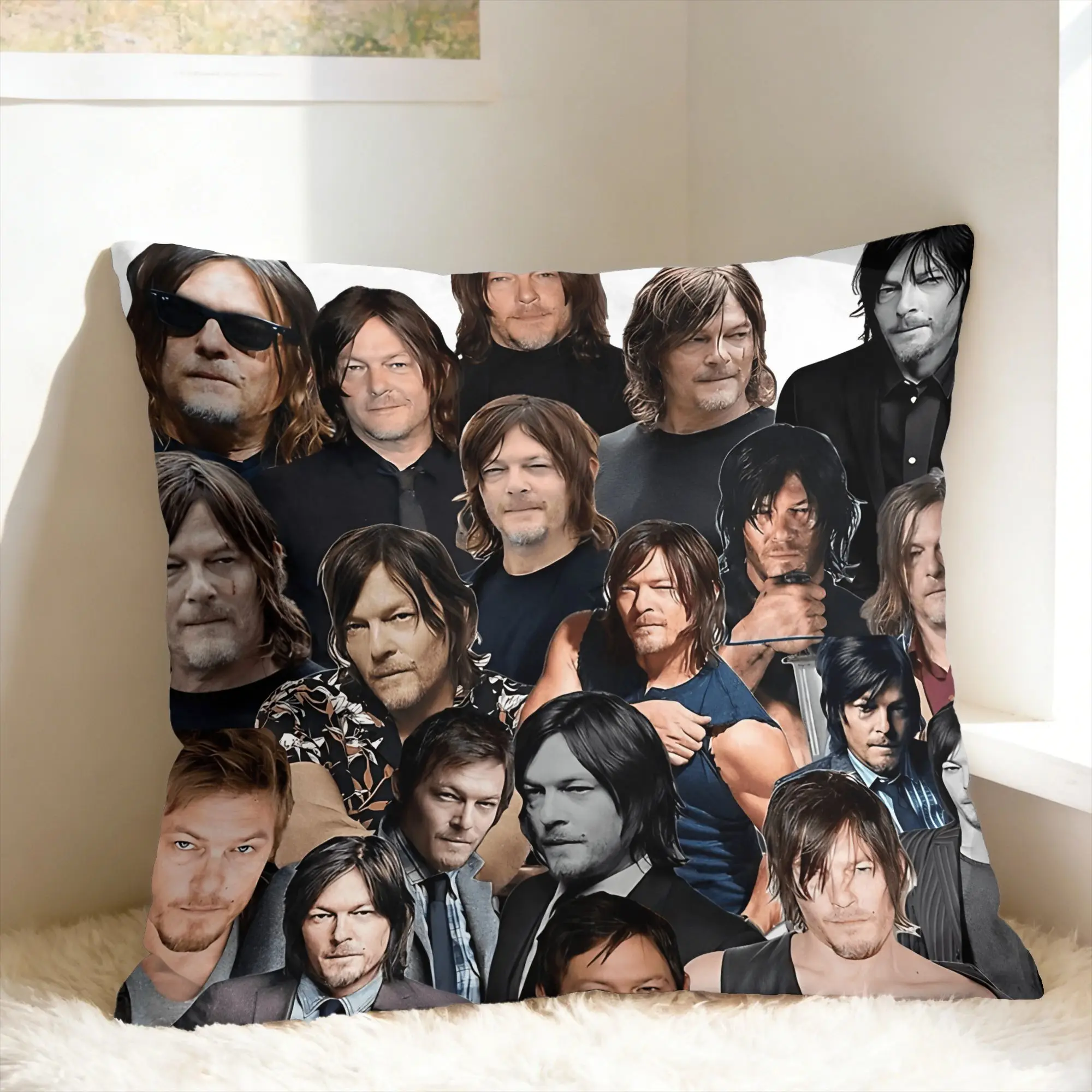 Norman Reedus W-Walking D-Dead American Celebrity Pillow Case  Design Pillow Cover For Sofa Decor Retro Trendy Pillowcases