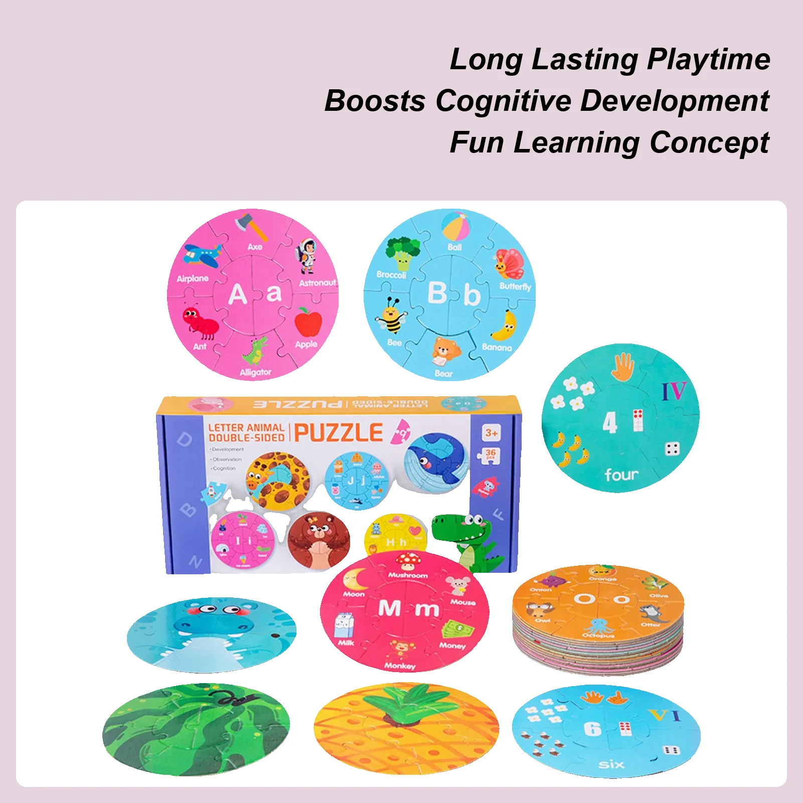 

Alphabet Puzzle Alphabet Number Puzzles Learning Toys Educational Toys Double-Sided Counting Spelling Matching Game For Kids