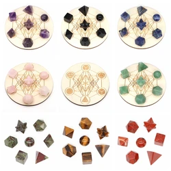 7Pcs/Set Platonic Crystal Solid Geometry Stone for Reiki Healing Chakra Gemstone Balancing Lucky Geometric Polyhedron Home Decor