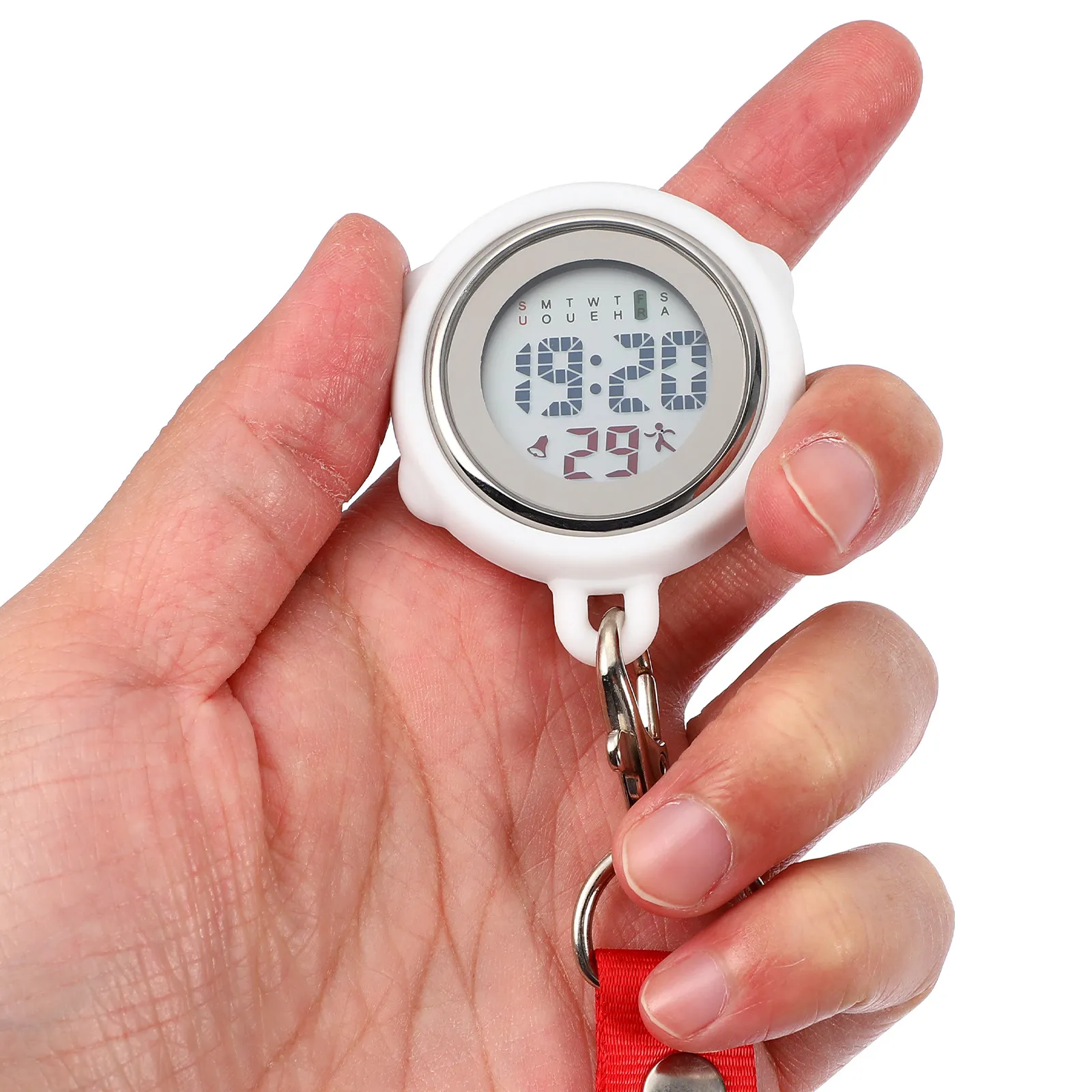 2Pcs Digital Stopwatches Small Portable Pocket Watches Large Clear Display Webbing Neck Lanyard for Nurses Doctors Students
