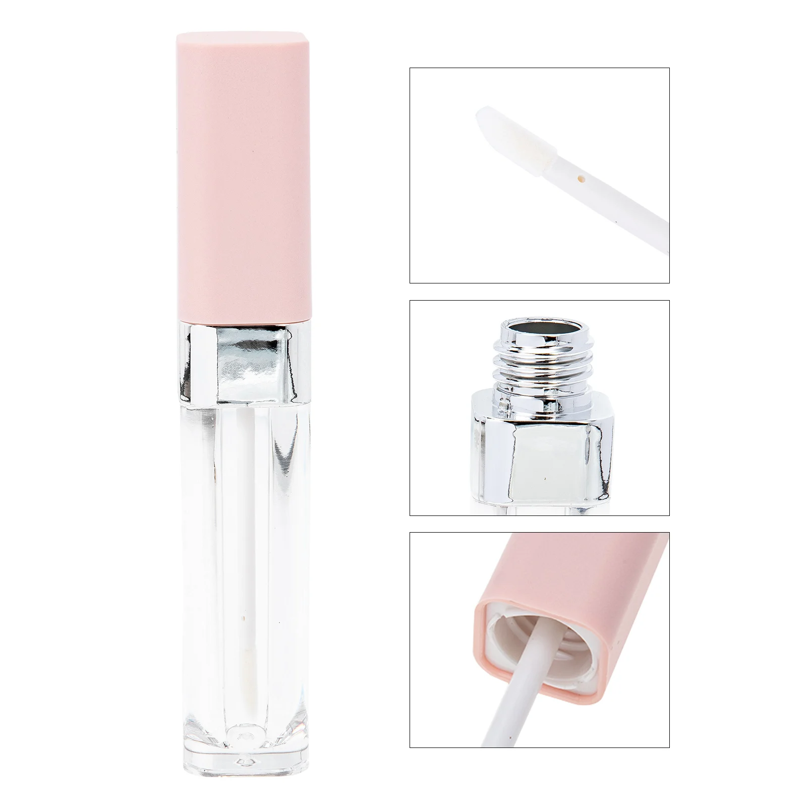 

6pcs Square Lip Gloss Empty Tube Refillable Mascara Container ABS Lash Safe Durable Lightweight Transparent Body Easy