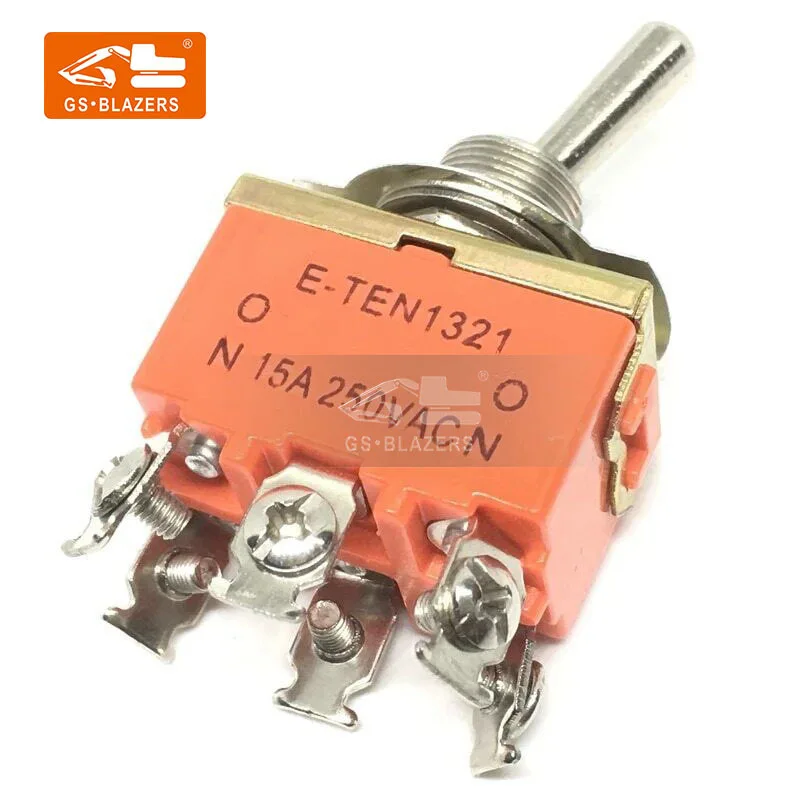 6 Pin 2 Position Toggle Switch 15A 250V E-TEN1321 For Excavator Parts
