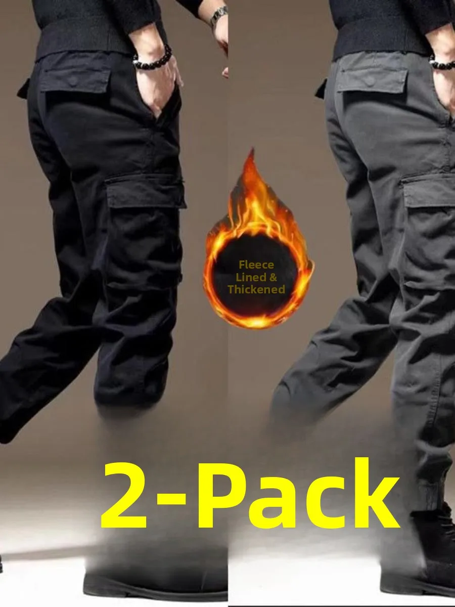 

Мужские рабочие брюки с подкладкой Fce Multi ket, свободные повседневные осенне-зимние теплые молодежные брендовые брюки American Sle Ci Walk