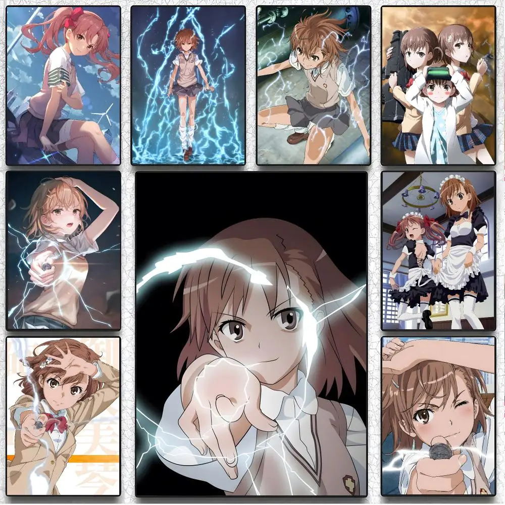 Sci Fi Anime A-A Certain Scientific Railgun Poster Artistic Peel-Off Wall Decor, Indoor Outdoor Home Ornament for Collectors
