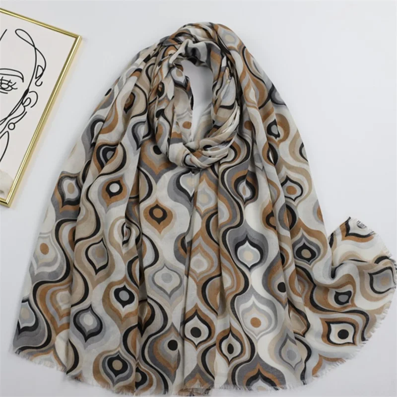 Bufandas de viscosa de 180x90Cm para mujer, chales de borla de ojos coloridos abstractos y a la moda, Pashmina, estola, Bufandas musulmanas, Sjaal